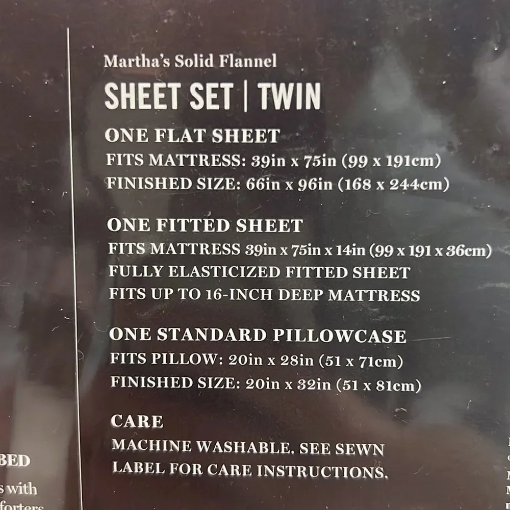 Martha Stewart Collection Luxury‎ 100% Cotton Flannel Twin Sheets Set